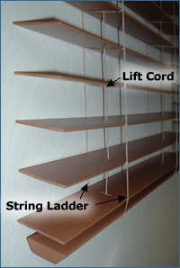 Lift and tilt cords on horizontal blinds