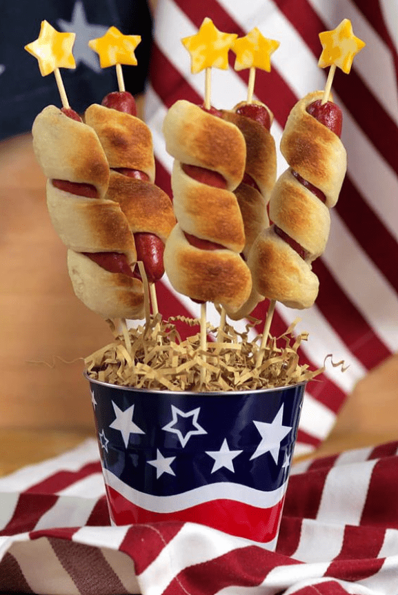 Biscuit Wrapped Hotdogs for Fourth of July