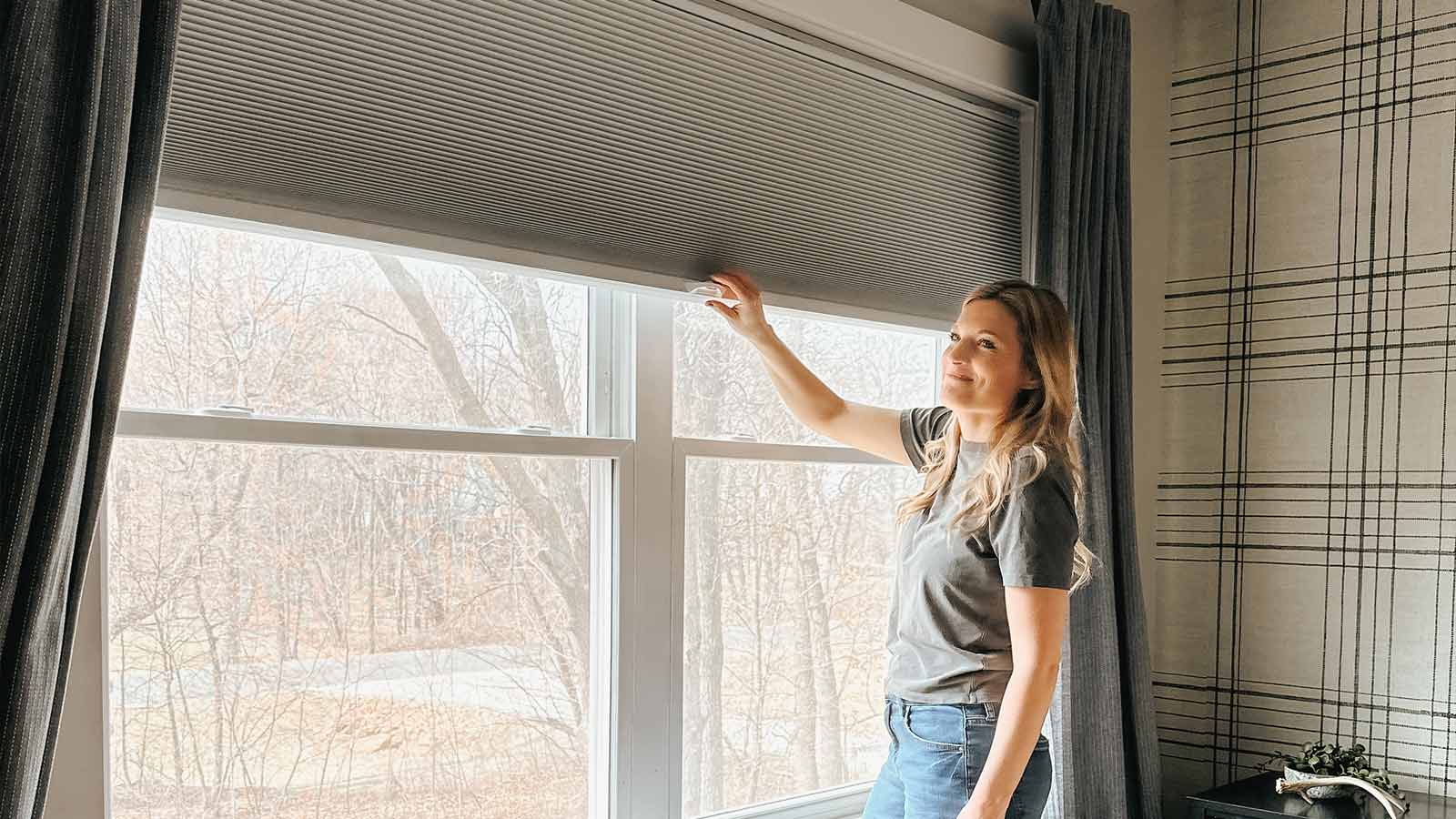 Blackout window treatment shown in bedrooms