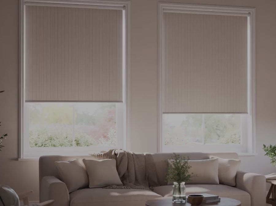 Motorized roller shades with a remote.