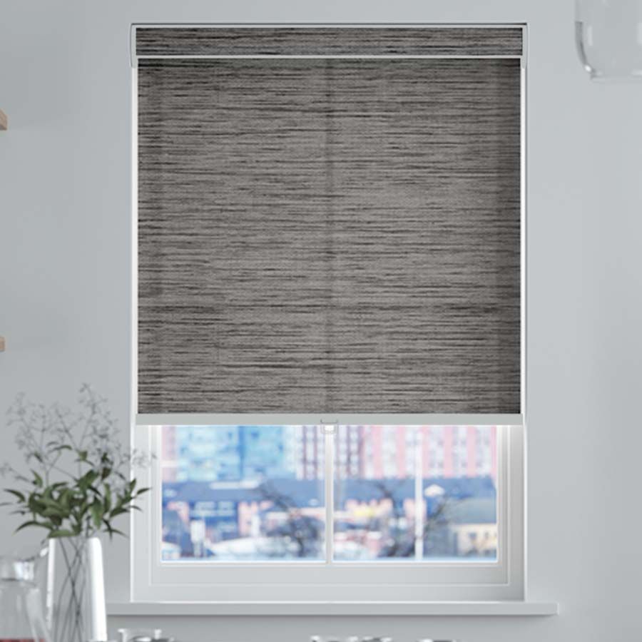 Double Roller Blind with Cassette and Chain hoist in Grey for Window & Doors Privacy 