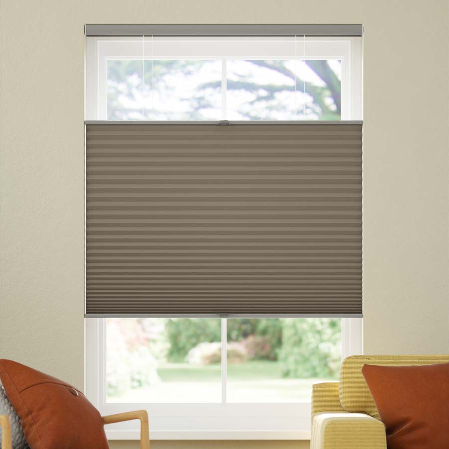 Dove Gray Cordless Cellular Top-Down Bottom Up Honeycomb Pleated Window Shades 