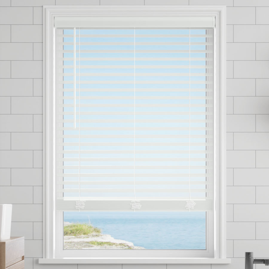 White 29"x 48" Better Homes & Gardens 2-Inch Cordless Faux Wood Blinds 