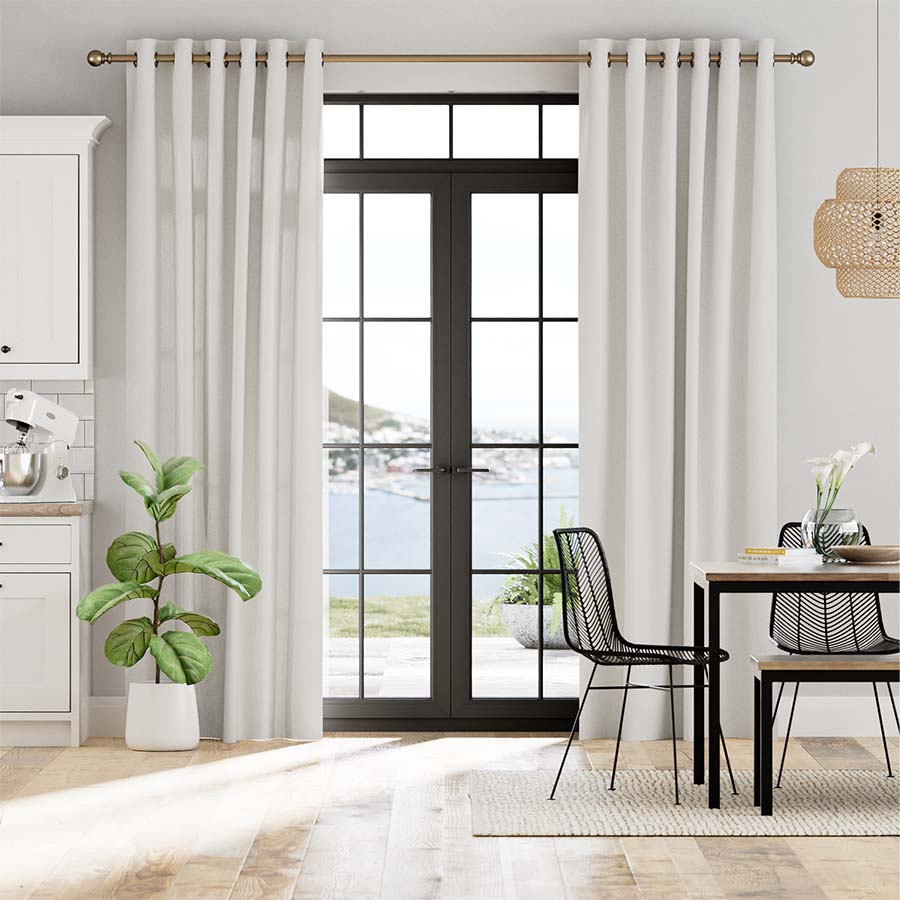 Grommet Linen Curtain Panel with Cotton Lining - Linen Window Treatments -  Eyelet Top Drapes